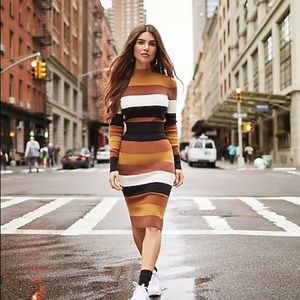 Express Negin Mirsalehi Striped Mock Neck Sweater